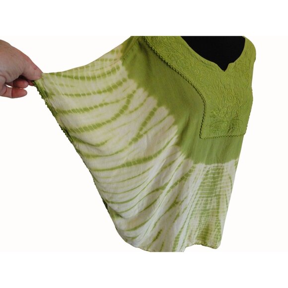Just Cruising Womens Flutter Sleeve Boho Top Green Tie Dye Free Size - Picture 6 of 9